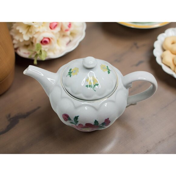 vintage laura ashley porcelain parfumes floral gold trim tea pot - Picture 5 of 11